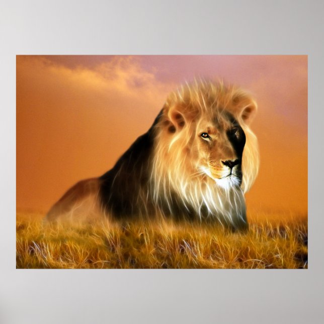 Affiches Lion de l'art fractal sud-africain (Devant)