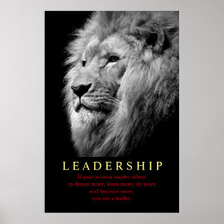Affiches Lion de leadership motivationnel Black White