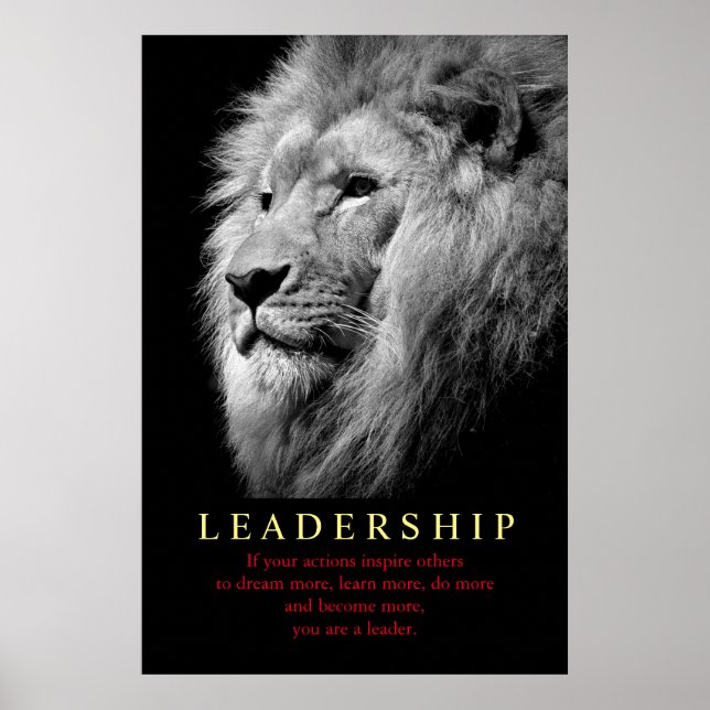 Affiches Lion de leadership motivationnel Black White (Devant)