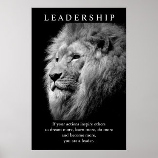 Affiches Lion de leadership motivationnel Black White