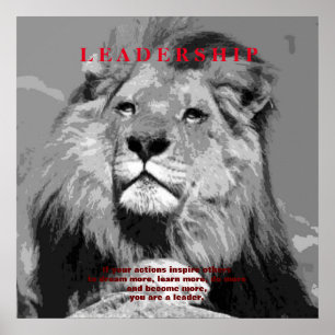 Affiches Lion de leadership motivationnel noir blanc