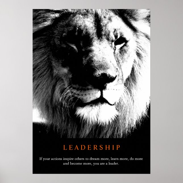 Affiches Lion de leadership motivationnel tendance noir et  (Devant)