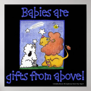 Affiches Lion et agneau attrapent des étoiles tombantes