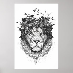 Posters Affiches Toiles Lion Noir Blanc Zazzle Fr