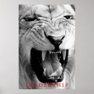 Affiches Lion noir et blanc leadership motivationnel unique