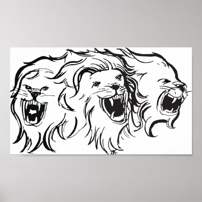 Affiches Lions sur le mur (Devant)