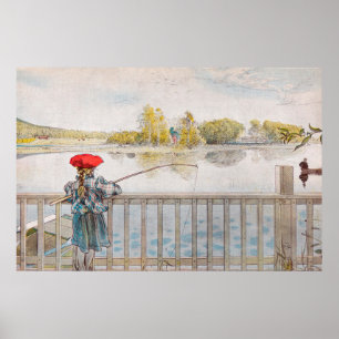 Affiches Lisbet Fishing de Carl Larsson, Beaux-arts vintage