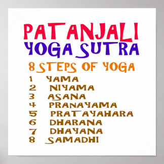Affiches Liste de contrôle YOGA : 8 étapes de PATANJALI SUT