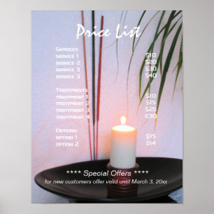 Affiches liste de prix de santé holistique reiki yoga