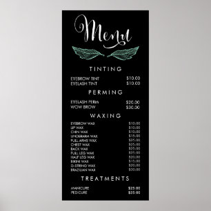 Affiches Liste de prix du menu du salon moderne pour les fe