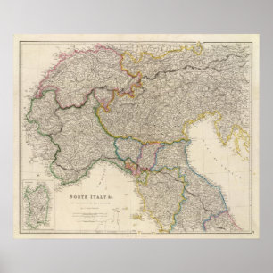 Affiches L'Italie du nord avec la Sardaigne