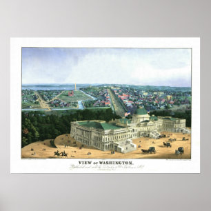 Affiches Lithographie couleur 1852 - Vue de Washington