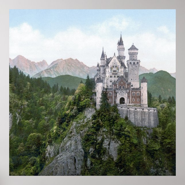 Affiches Lithographie du château de Neuschwanstein (Devant)