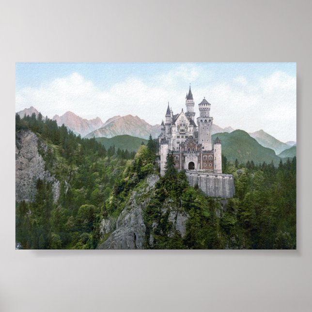 Affiches Lithographie du château de Neuschwanstein (Devant)