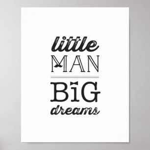 Affiches Little Man Big Dreams Classic Boy Baby Nursery Art