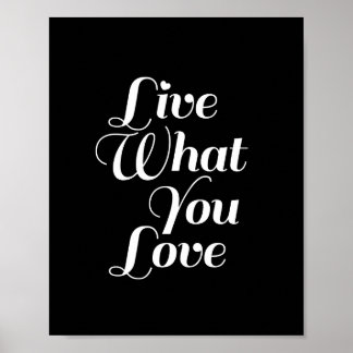 Affiches Live What - Devis de typographie Imprimer en noir