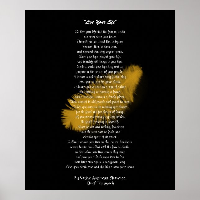 Affiches "Live Your Life"  Golden feather by Chief Tecumseh (Devant)