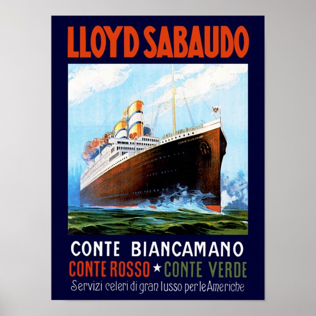Affiches Lloyd Sabaudo ~ Conte Biancamano (Devant)