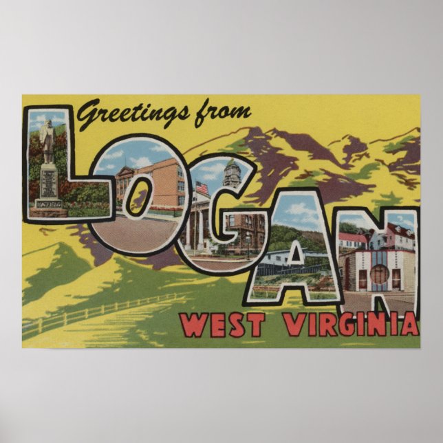 Affiches Logan, Virginie-Occidentale - Grandes Lettres Scèn (Devant)
