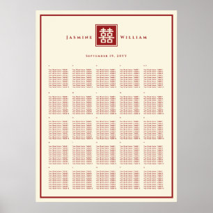 Affiches Logo carré Double Bonheur Mariage Chinois