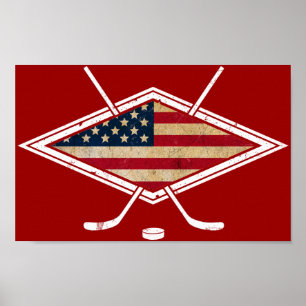 Affiches Logo du drapeau américain de hockey