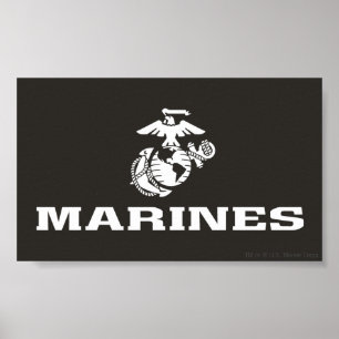 Affiches Logo empilé USMC - Blanc