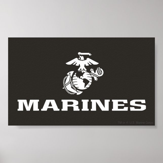 Affiches Logo empilé USMC - Blanc (Devant)