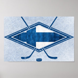 Affiches Logo finlandais Suomi de drapeau d'hockey