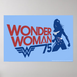 Affiches Logo Rouge et Bleu de Wonder Woman, 75e anniversai