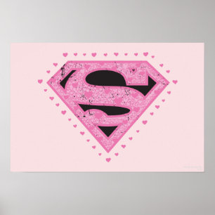 Affiches Logo super-fille en uniforme noir et rose