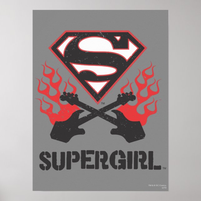 Affiches Logo Supergirl Black Flaming Guitares (Devant)