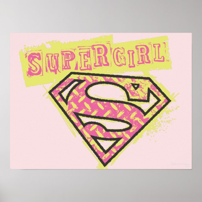 Affiches Logo Supergirl Grunge Rose (Devant)