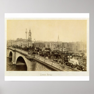 Affiches London Bridge, vers 1880 (photo sépia)