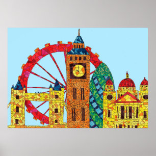 Affiches Londres Icon Building Mozaic