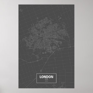 Affiches Londres, Ontario (blanc sur noir)
