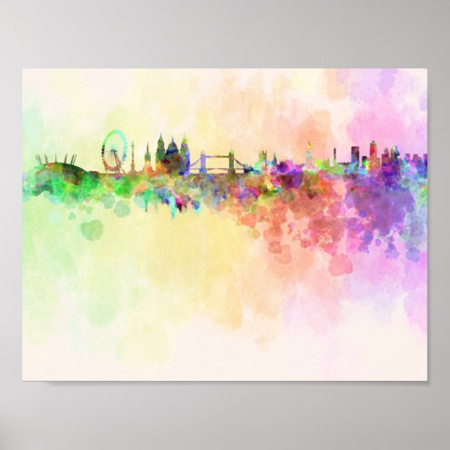 Affiches Londres skyline en aquarelle arrière - plan (Devant)