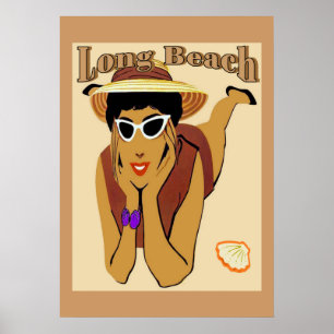 Affiches Long Beach, Lady on Beach