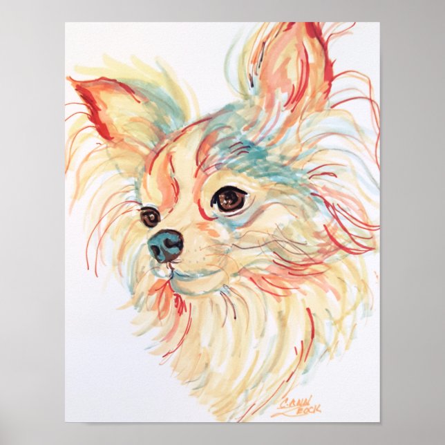 Affiches Long Haired Chihuahua Pop Art (Devant)