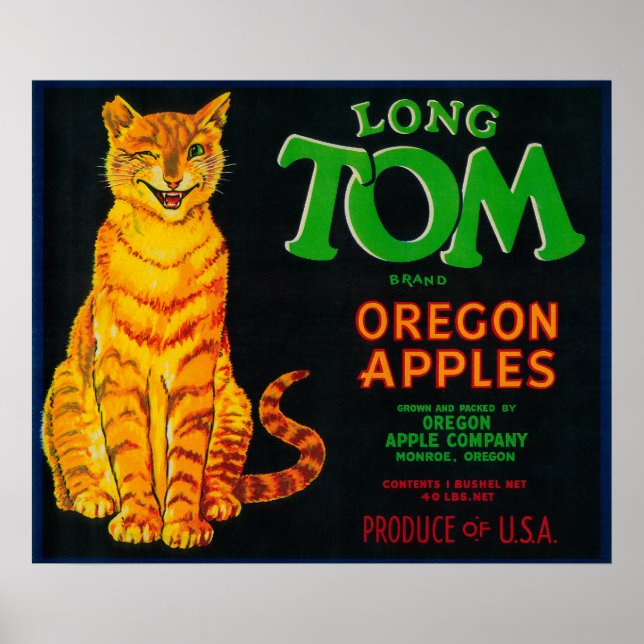 Affiches Long Tom Apple Crate Label Monroe, OU (Devant)