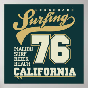 Affiches Longboard surfant   la Californie 76