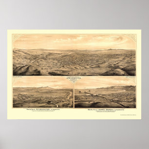 Affiches Los Angeles, CA Carte panoramique - 1877