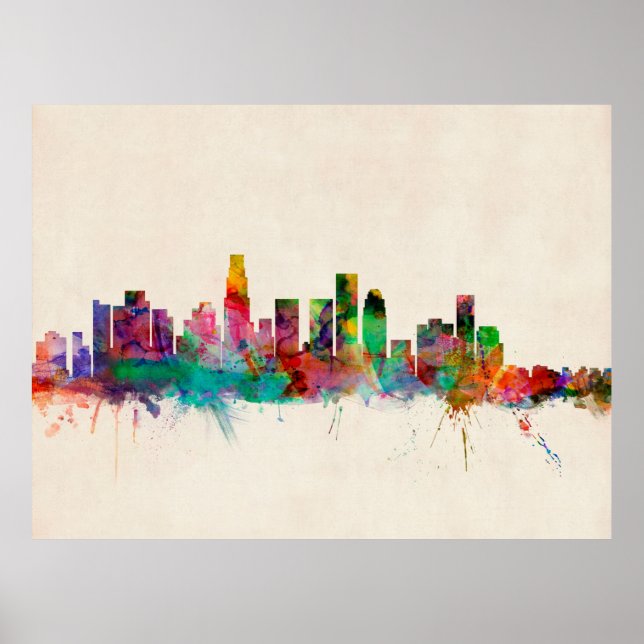 Affiches Los Angeles California City Skyline (Devant)