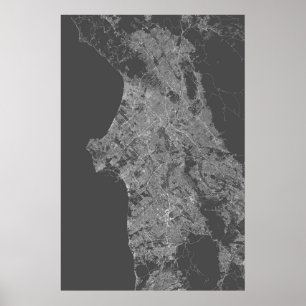 Affiches Los Angeles, Californie (blanc sur noir, tourné)