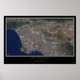 Affiches Los Angeles Californie - Carte satellite spatiale