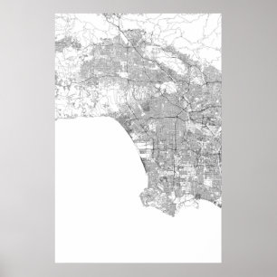 Affiches Los Angeles, Californie (noir sur blanc, vierge)