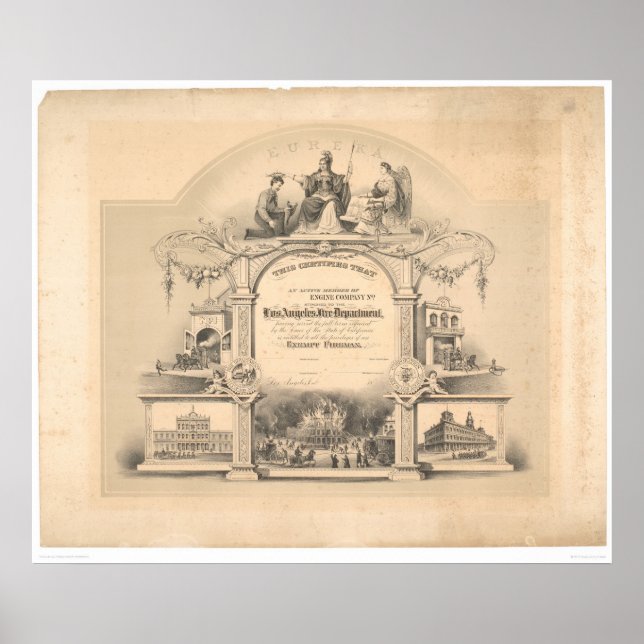 Affiches Los Angeles Fire Department Certificate (0891A) (Devant)