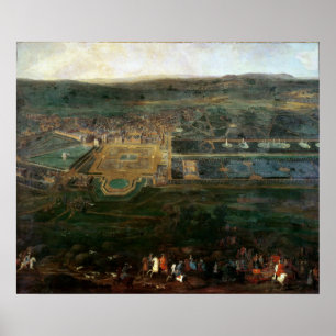 Affiches Louis XIV chassant près du château de