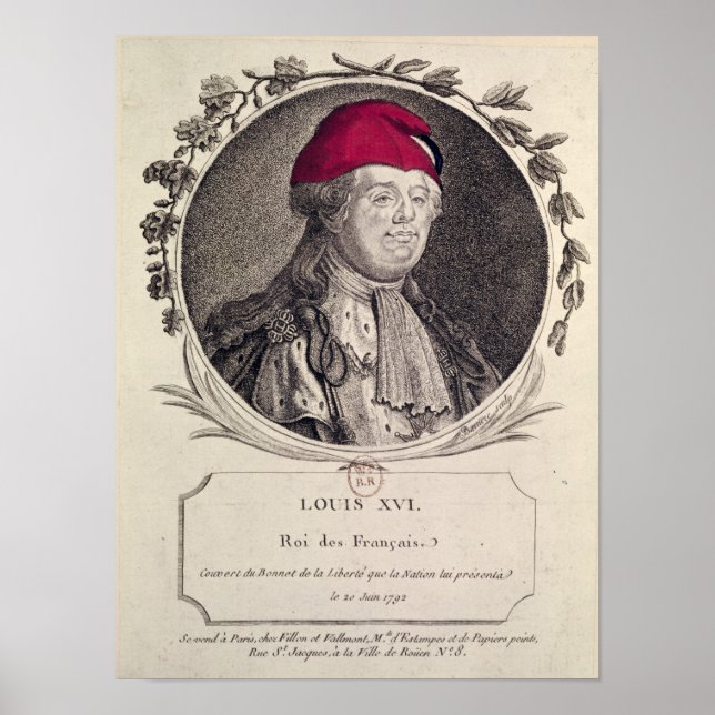Affiches Louis XVI portant un bonnet phrygien (Devant)