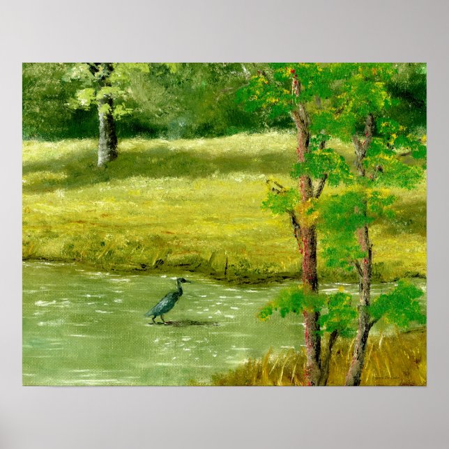 Affiches Louisiana Pond et Blue Heron (Devant)