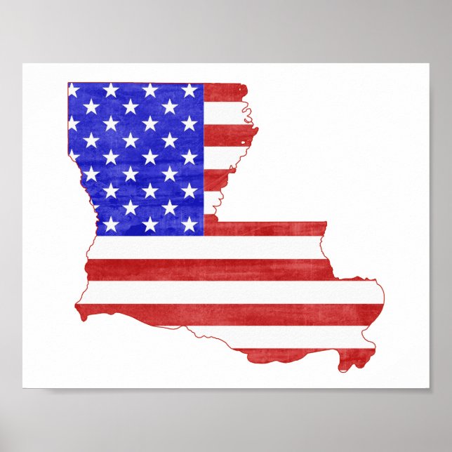 Affiches Louisiana USA silhouette state map (Devant)